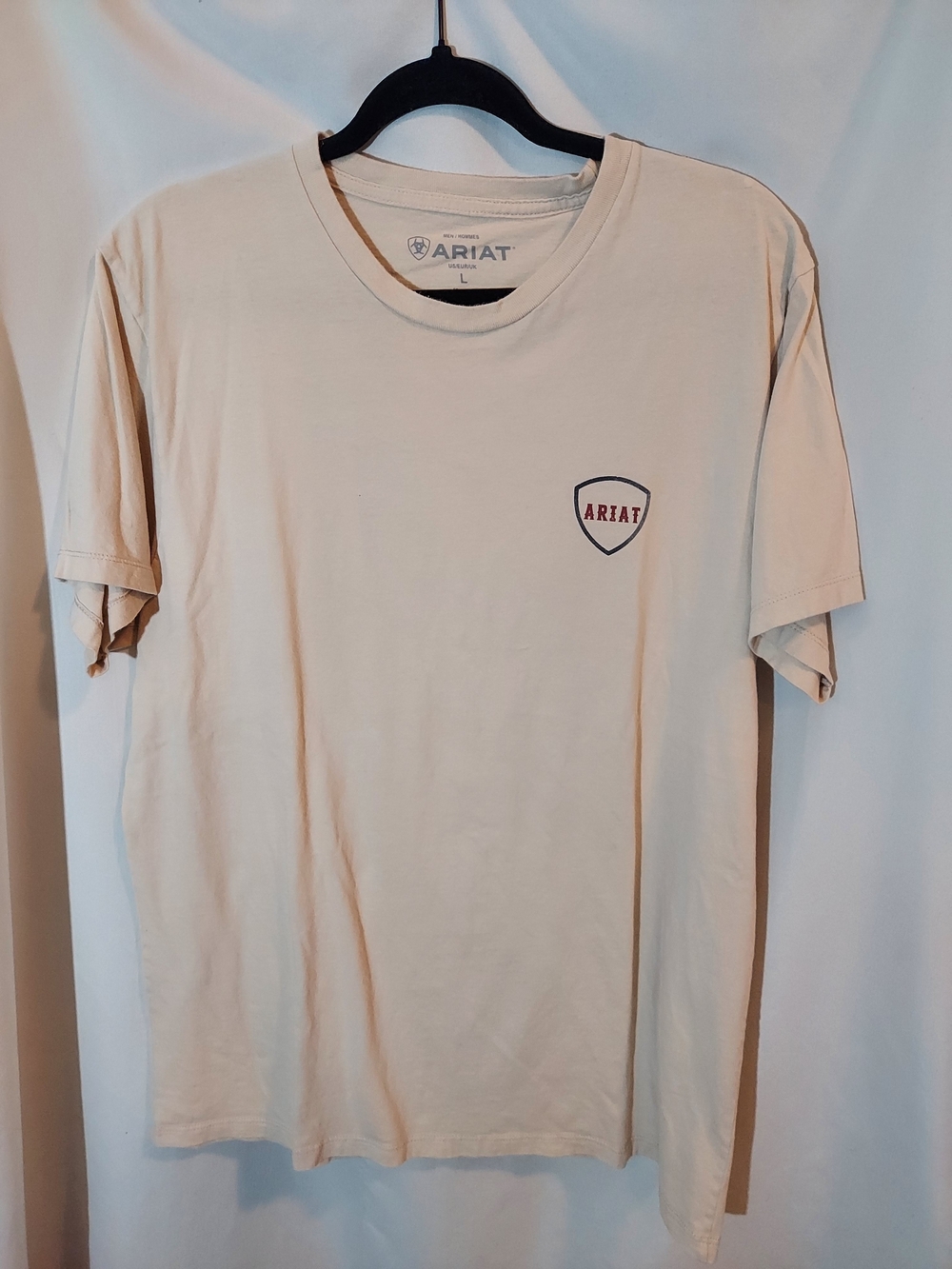 Ariat Men’s Barbed Wire American Flag Graphic T-Shirt - Tan / Sand - Size Large
